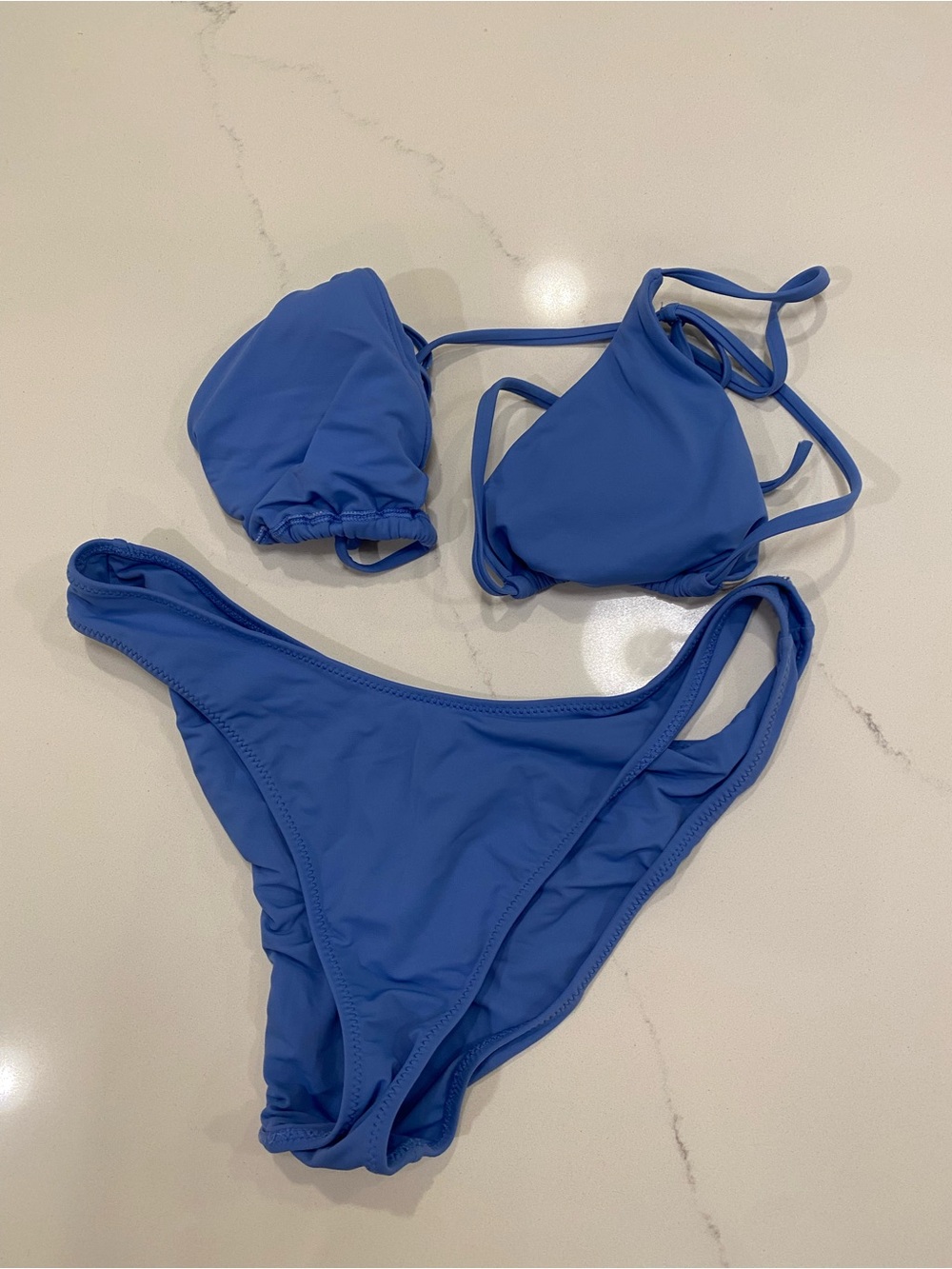 PacSun LA Hearts Royal Blue Triangle String Bikini Set Top Size L Bottom Size M